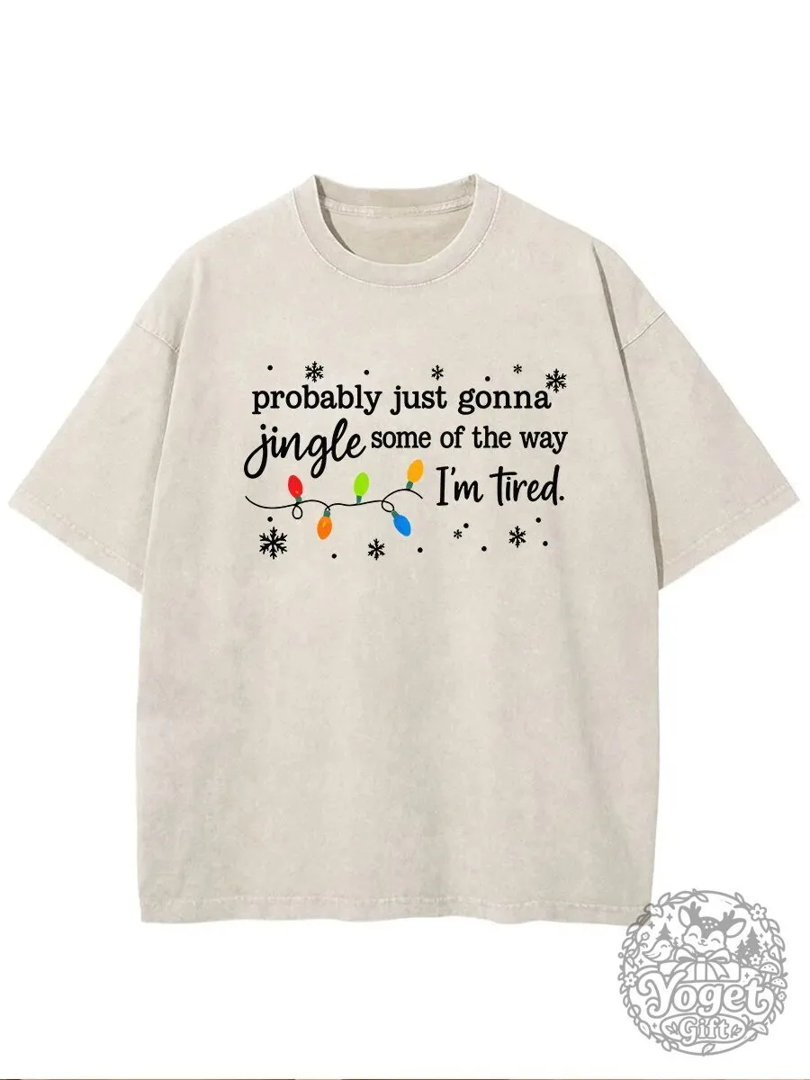 Tired Holiday T-Shirt with a Funny Christmas Jingle Theme