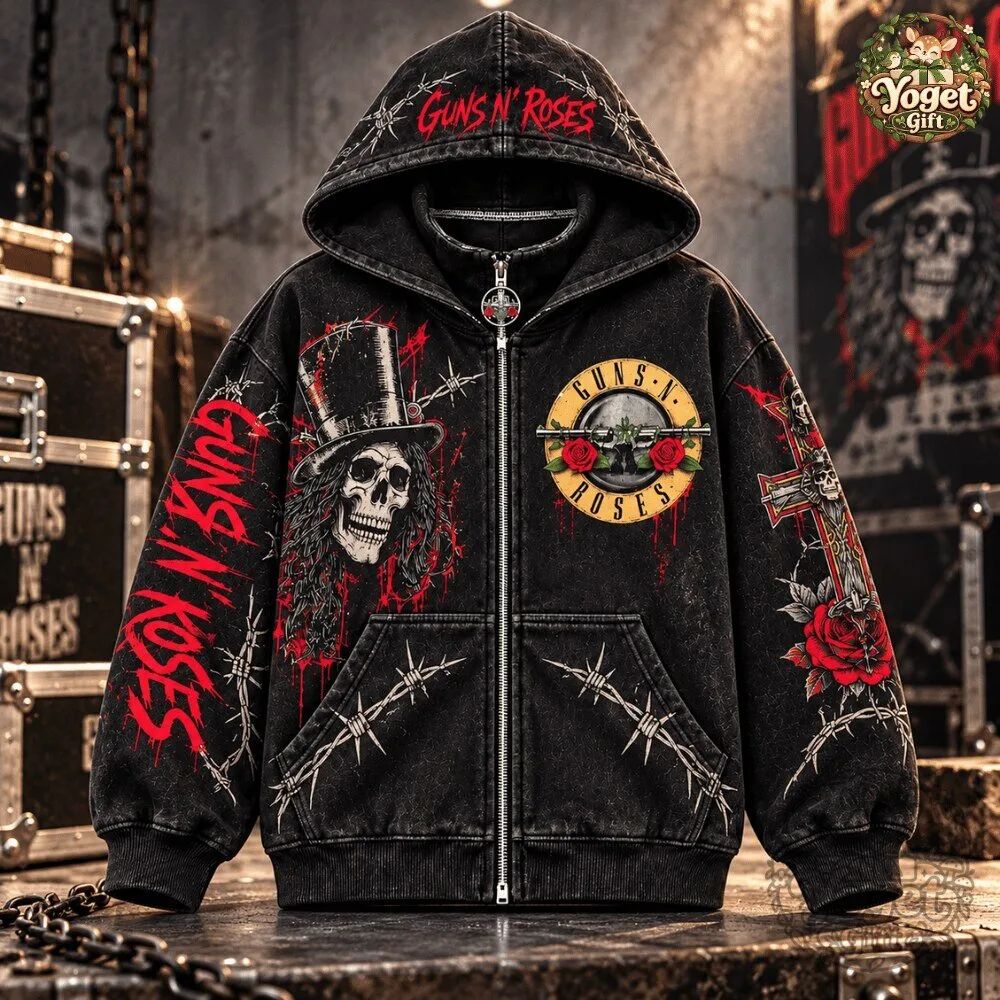 Guns N' Roses Zip Up Masked Hoodie 2026 Special 12 Guns N' Roses Zip Up Masked Hoodie 2026 Special