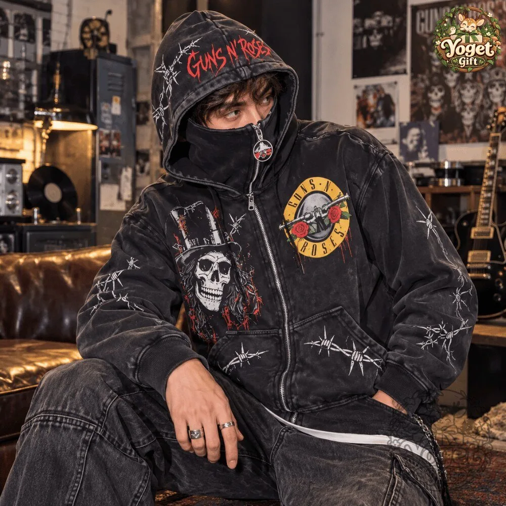 Guns N' Roses Zip Up Masked Hoodie 2026 Special 13 Guns N' Roses Zip Up Masked Hoodie 2026 Special