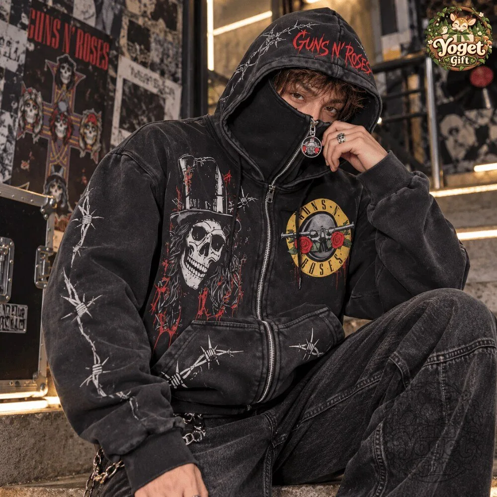Guns N' Roses Zip Up Masked Hoodie 2026 Special 14 Guns N' Roses Zip Up Masked Hoodie 2026 Special