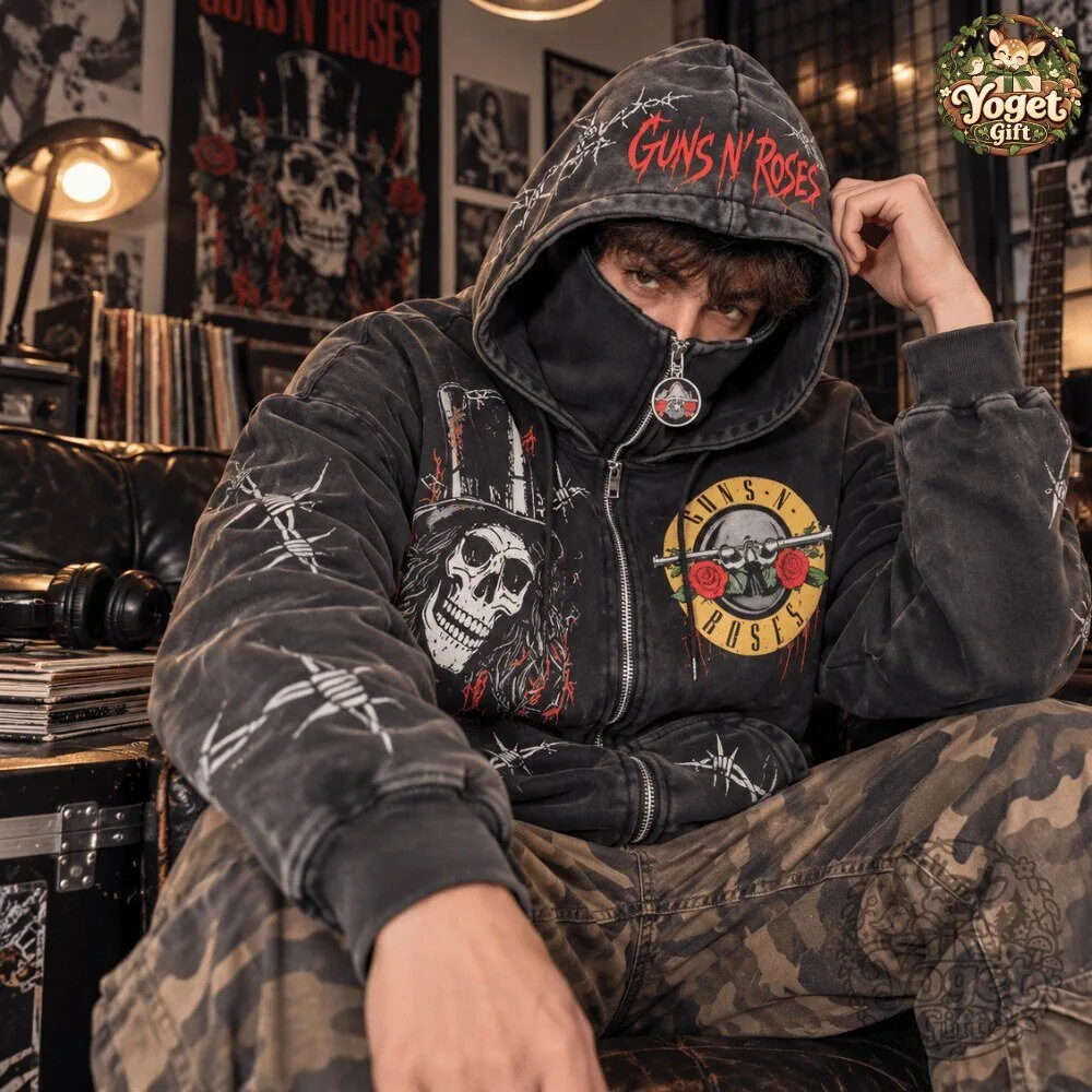 Guns N' Roses Zip Up Masked Hoodie 2026 Special 15 Guns N' Roses Zip Up Masked Hoodie 2026 Special