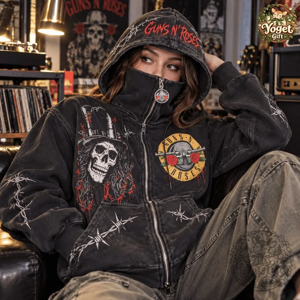Guns N' Roses Zip Up Masked Hoodie 2026 Special 16 Guns N' Roses Zip Up Masked Hoodie 2026 Special