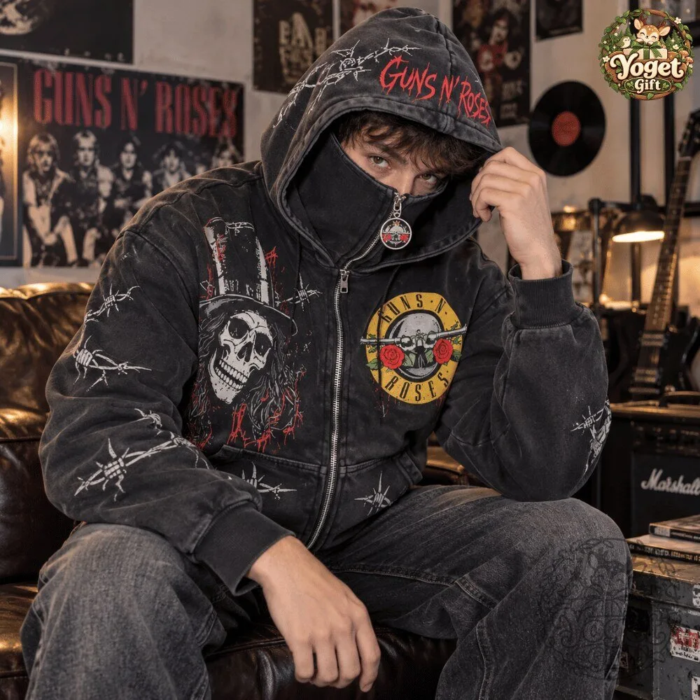 Guns N' Roses Zip Up Masked Hoodie 2026 Special 17 Guns N' Roses Zip Up Masked Hoodie 2026 Special
